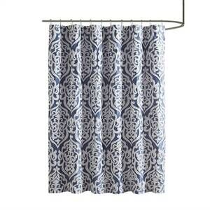 NEW OLLIIX madison park jacquard shower curtain in navy/white